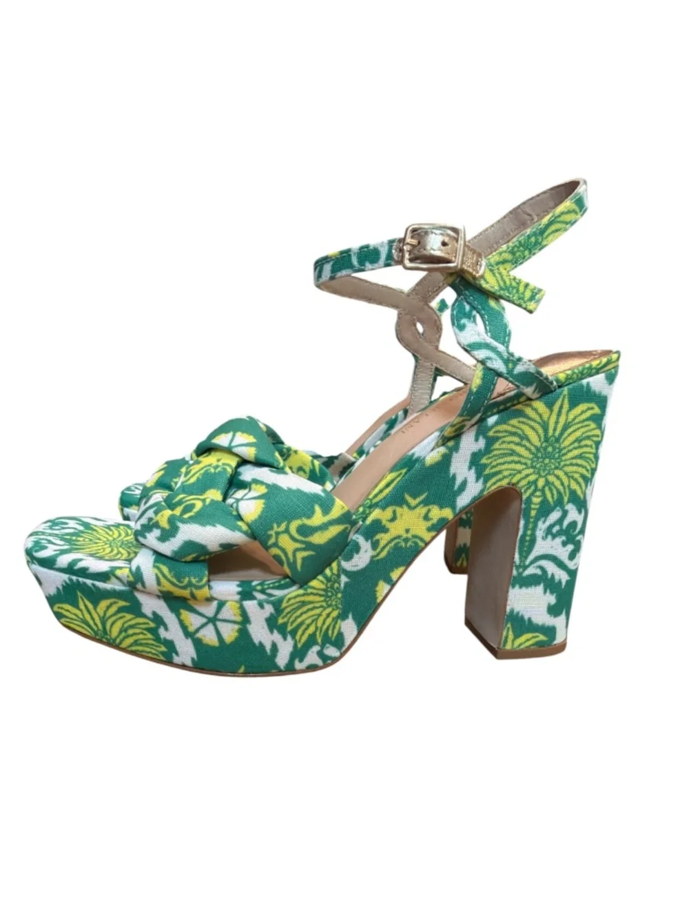 Antonio Melani Maya Tropical Platform Heels Resortcore Palm Print Size 9